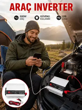 Araç İçi Elektrik Dönüştürücü 500W Priz İnvertör