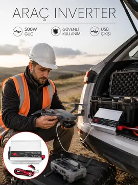 Araçtan Ev Tipi Priz 500W Kullanımı İnvertör