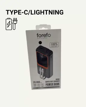 20.000 mAh Taşınabilir Şarj Cihazı Dijital Göstergeli Kablolu Powerbank