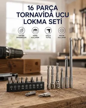 16 Parça Bits Adaptör Ve Tornavida Ucu Seti