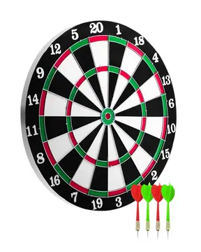 12 İnç Ahşap Dart Tahtası 4 Adet Metal Uçlu Dart Oku Dahil