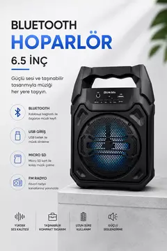 Mikrofonlu Bluetooth Ses Sistemli USB Micro SD FM ve Uzun Pil Ömrü