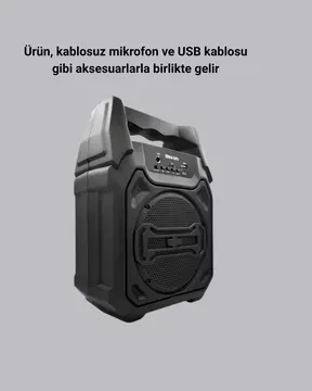 Bluetooth Hoparlör Mikrofonlu Taşınabilir Ses Sistemi FM Radyo USB SD Kart ve TWS Özellikli