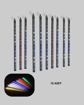 Dekoratif RGB LED Işık Çubuğu Seti 10 Adet Çubuk Kayan Yıldız Efektli