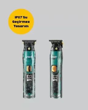 Saç ve Sakal Kesme Makinesi LED Ekranlı Profesyonel  5 Adet Uzunluk Ayarı