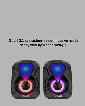 RGB LED Aydınlatmalı Bilgisayar Oyun Hoparlör Sistemi