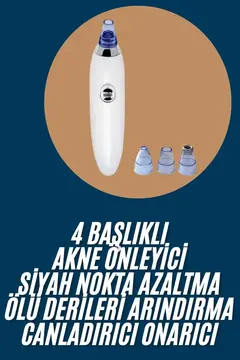 Yeni Nesil Vakumlu Pilli Siyah Nokta ve Yüz Temizleme Cihazı 4 Başlıklı