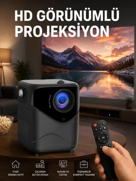 Yüksek HD Görünümlü Taşınabilir Projeksiyon Cihazı