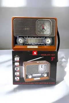 Ahşap Görünümlü Retro Bluetooth Radyo USBAUX Ve SD Kart Girişli