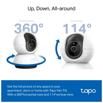 TP-LINK Tapo TC72 (C220) 2K QHD 40Mpix İç Mekan WiFi 9Mt. Gece Görüşü 360 Dönüş İki Yönlü Ses Güvenlik Yapay Zeka Destekli Kamera(1923)