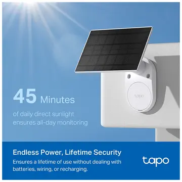TP-LINK Tapo TC82 KIT (C410 KIT) 2K 30Mpix Dış Mekan IP65 WiFi 9Mt. Renkli Gece Görüşü İki Yönlü Ses Güneş Enerjili Güvenlik Kamerası Kiti(1923)