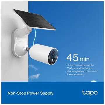 TP-LINK Tapo TC85 KIT (C425 KIT) 2K QHD 40Mpix Dış Mekan IP66 WiFi 15Mt. Renkli Gece Görüşü İki Yönlü Ses Yapay Zeka Destekli Güneş Enerjili Güvenlik Kamerası Kiti(1923)