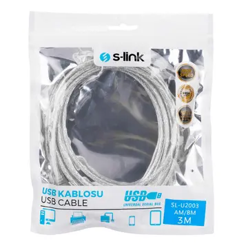 S-LINK SL-U2003 USB Yazıcı Kablosu 3 Metre(1923)