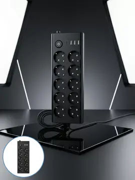10 Prizli USB Destekli Çoklu Priz Type-C Şarj Girişli Güvenli Güç Ünitesi
