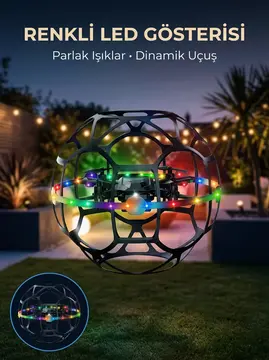 Şarjlı Futbol Topu Tasarımlı Mini Drone LED Aydınlatmalı Akıllı