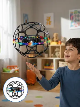 El Hareketi Kontrollü Futbol Topu Tasarımlı Drone LED Işıklı