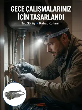 Yüksek Parlaklıklı LED Kafa Feneri Gece Çalışmaları İçin Yüksek Parlaklıklı
