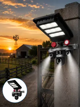 Güneş Enerjili Kablosuz Dış Mekan Güvenlik Kamerası Gece Görüşlü LED Projektörlü