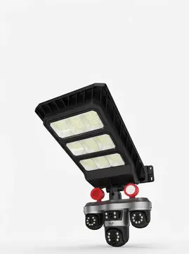 Güneş Enerjili 3 Lens Akıllı Güvenlik Kamerası LED Projektörlü Dış Mekan Koruma Sistemi