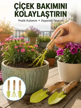 Bahçe ve Saksı Bakımı İçin Dayanıklı Mini El Aleti Seti