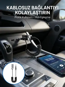 USB Bluetooth AUX Ses Adaptörü Kablosuz Müzik Aktarım Cihazı