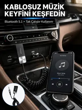 USB AUX Bluetooth Adaptörü Kablosuz Ses Aktarım Cihazı