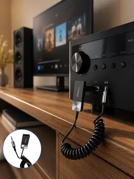 USB AUX Bluetooth Adaptörü Kablosuz Ses Aktarım Cihazı