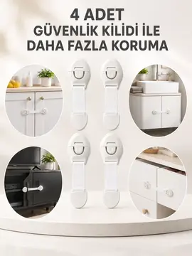 4'lü Esnek Kayışlı Çocuk Güvenlik Kilidi Pratik ve Güvenli Kullanım
