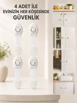 4 Adet Çok Amaçlı Çocuk Güvenlik Kilidi Dolap Çekmece ve Gardırop İçin