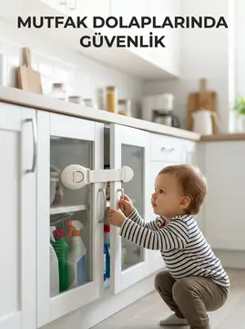 Çocuk Güvenlik Dolap ve Çekmece Kilidi Güçlü Yapışkanlı Emniyet Kilidi