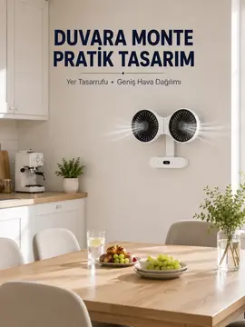 Dijital Göstergeli Çift Fan Başlıklı Masa Vantilatörü