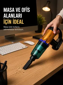 Kablosuz Araç Süpürgesi Yıkanabilir Filtreli Taşınabilir El Tipi Süpürge