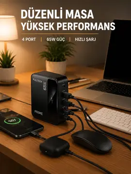 USB-A ve USB-C Girişli Çoklu Şarj Cihazı