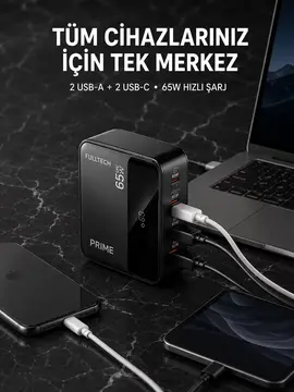4 Portlu GaN Masaüstü Hızlı Şarj İstasyonu
