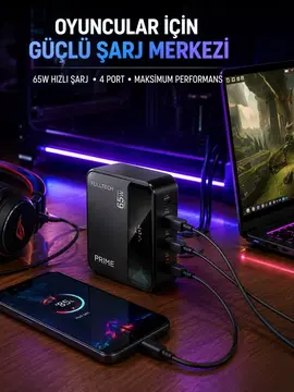 4 Girişli Hızlı Şarj Destekli Masaüstü Şarj İstasyonu
