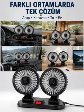 Araç Karavan ve Tır İçin Çift Fanlı Mini Vantilatör