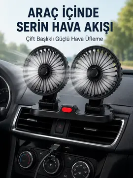 Ayarlanabilir Çift Başlıklı Sessiz Araç İçi Vantilatör