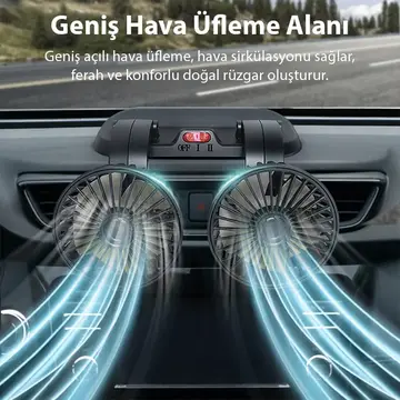 ALLY F410 USB Çift Başlıklı Araç Fanı Oto Fan Vantilatör