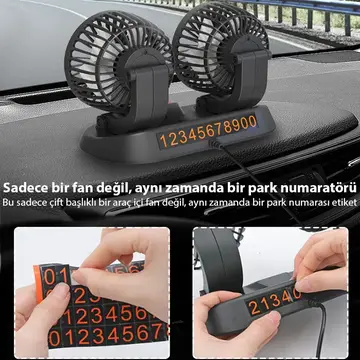 ALLY F410 USB Çift Başlıklı Araç Fanı Oto Fan Vantilatör