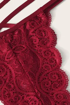 Kadın Bordo Dantel Sütyen Külot Takımı H110346