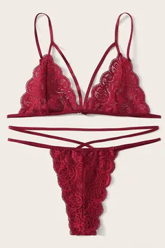Kadın Bordo Dantel Sütyen Külot Takımı H110346