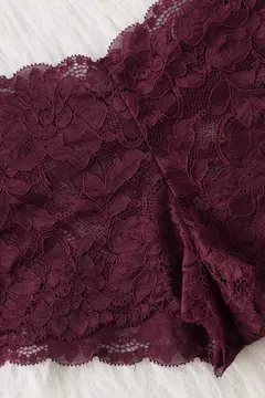 Kadın Bordo Dantelli & Kurdelalı Sütyen Külot Takımı H110383