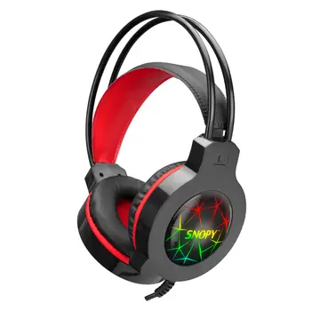 SNOPY SN-GX7 CRAZY Kablolu 3.5mm Jac USB Rainbow Aydınlatma Gaming Mikrofonlu Kulaklık (Siyah)(1923)