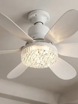 Crystal Aura 52 cm Ultra Sessiz LED Tavan Vantilatörü | 3 Kademeli Bakır Motor | Kumandalı Kristal Avize Vantilatör