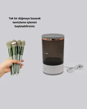 USB Şarjlı Makyaj Fırçası Temizleyici + Profesyonel Fırça Seti