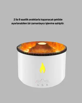 Alev Efektli Buhar Makinesi – Aromaterapi Nemlendirme ve Işık Modlu Tasarım Yeni Nesil