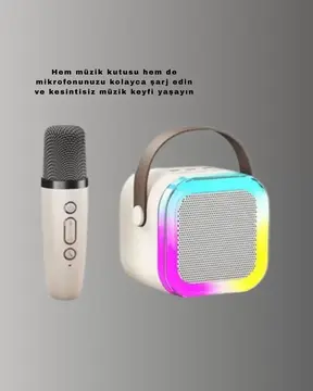 Karaoke Mikrofon Hoparlör Seti 6 Saat Kullanım Süresi Yeni Nesil