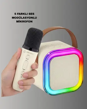 Taşınabilir Karaoke Mikrofon Seti Bluetooth Hoparlörlü Yeni Nesil