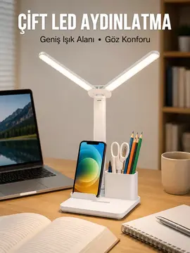3’ü 1 Arada Çok Amaçlı Masa Lambası | Göz Yormayan Işık Organizer Tasarım Yeni Nesil