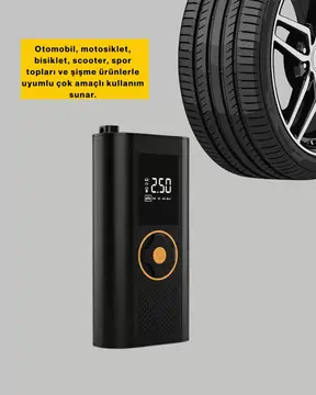 Çok Amaçlı Dijital Lastik Pompası Araç Bisiklet Top Uyumlu Yeni Nesil